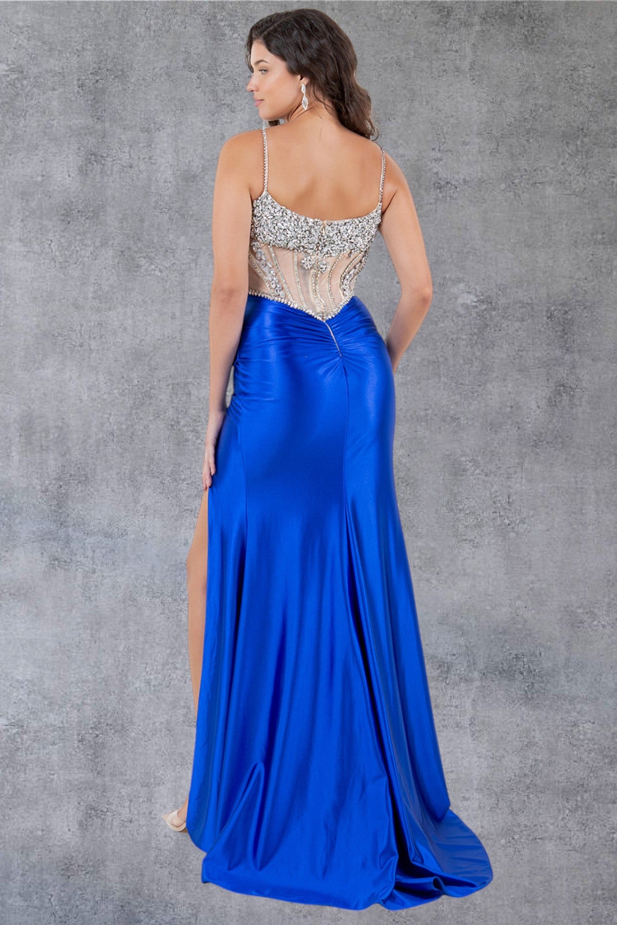 Cinderella Couture 8171-J Satin and Crystal Formal Prom Gown