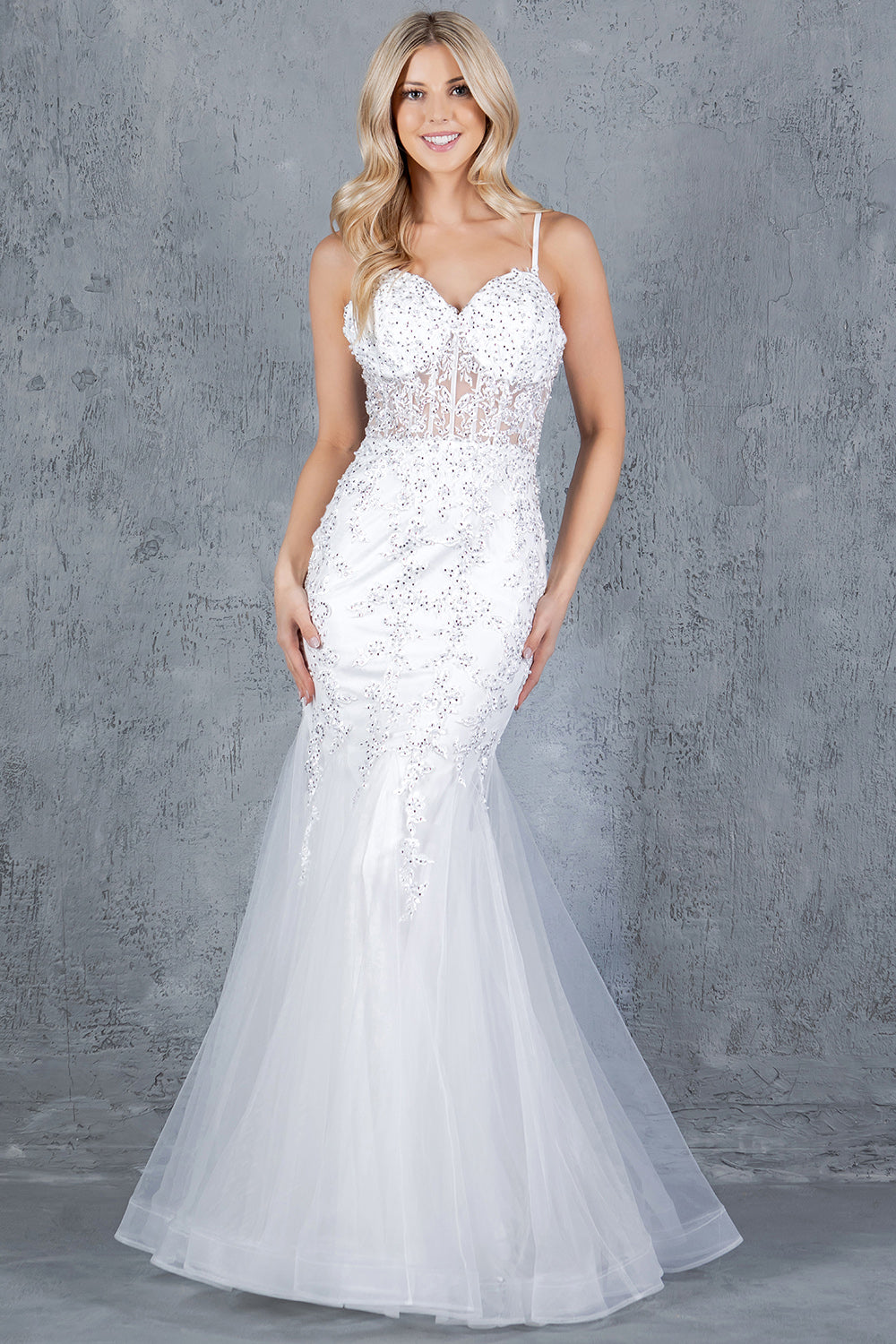 Cinderella Couture 8175-J Lace and Tulle Mermaid Prom Gown