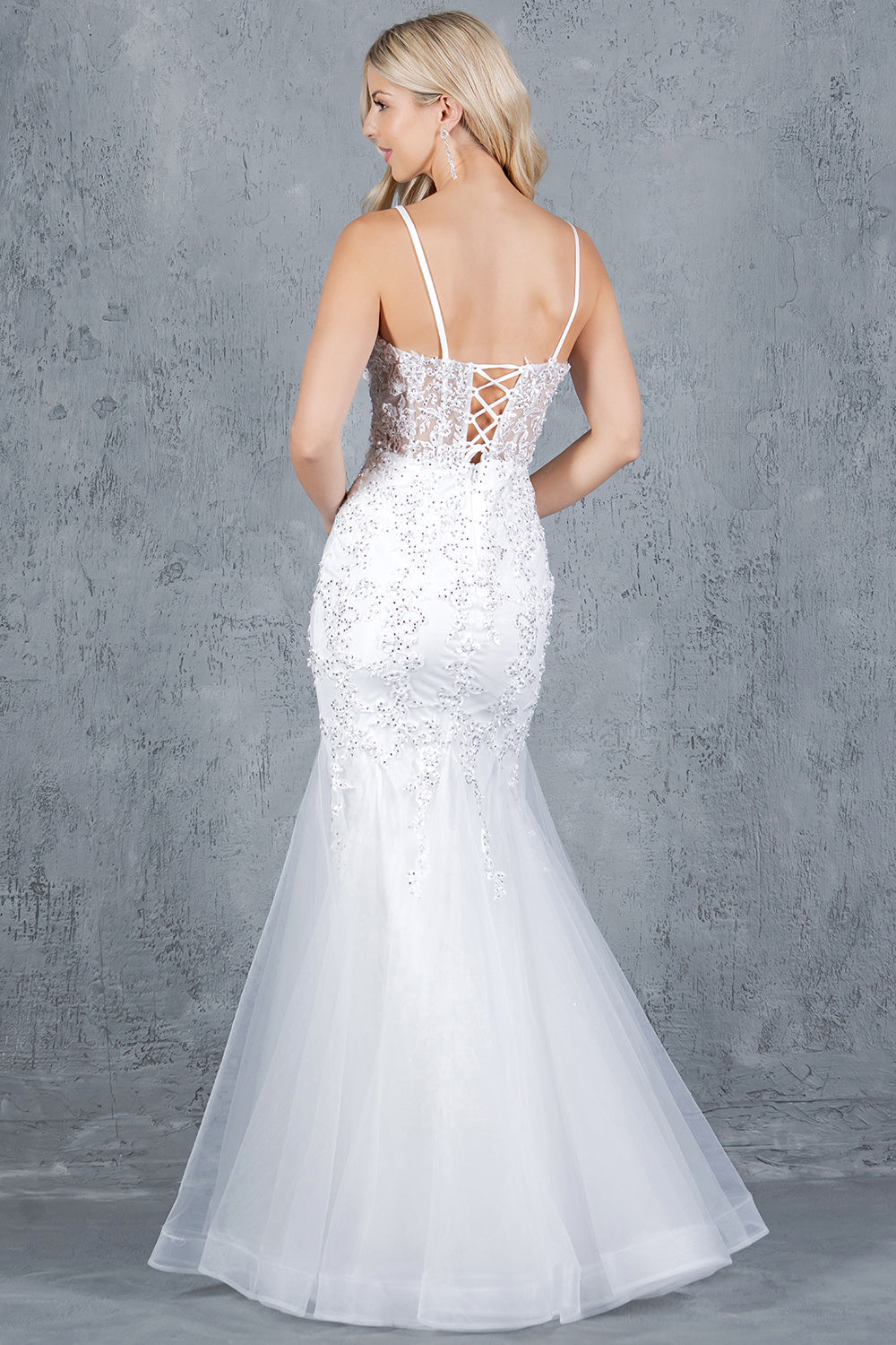 Cinderella Couture 8175-J Lace and Tulle Mermaid Prom Gown