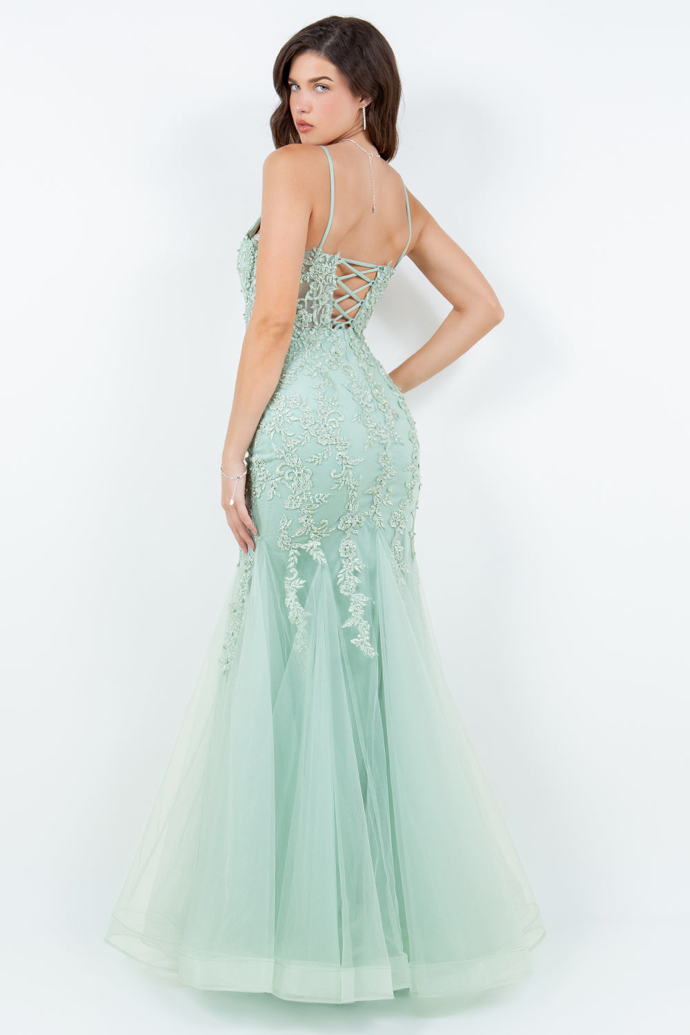 Cinderella Couture 8175-J Lace and Tulle Mermaid Prom Gown