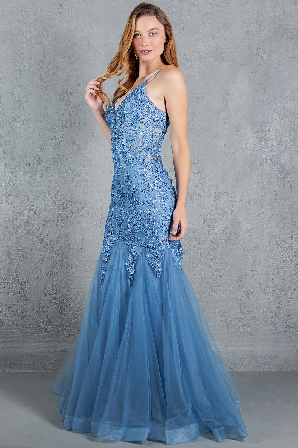 Cinderella Couture 8178-J Tulle and Lace Mermaid Prom Gown