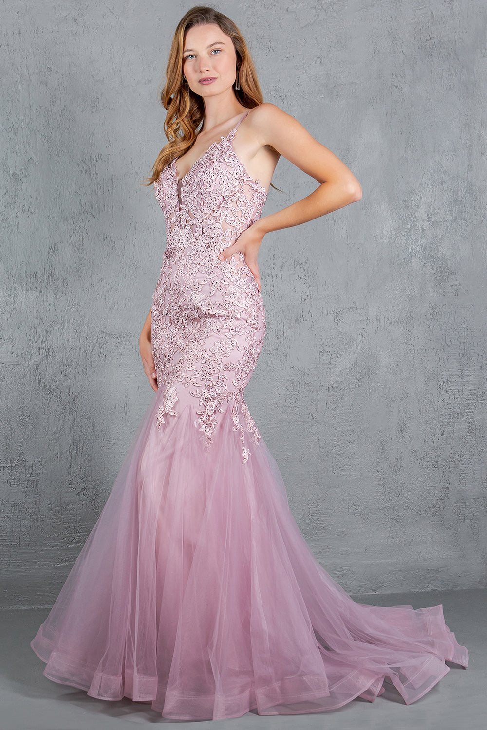 Cinderella Couture 8178-J Tulle and Lace Mermaid Prom Gown