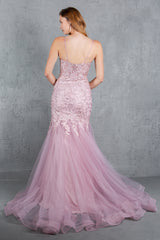 Cinderella Couture 8178-J Tulle and Lace Mermaid Prom Gown