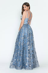 Lenovia 8235 Glitter Mesh Wrap Style Prom Gown With Corset Back