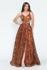 Lenovia 8235 Glitter Mesh Wrap Style Prom Gown With Corset Back