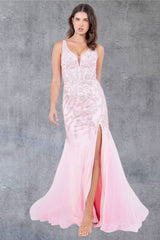 Cinderella Couture 8241J Lace and Tulle Fit and Flare Prom Gown