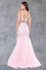 Cinderella Couture 8241J Lace and Tulle Fit and Flare Prom Gown