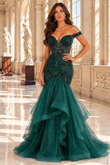 Cinderella Couture 8274J Layered Tulle Mermaid Prom Gown