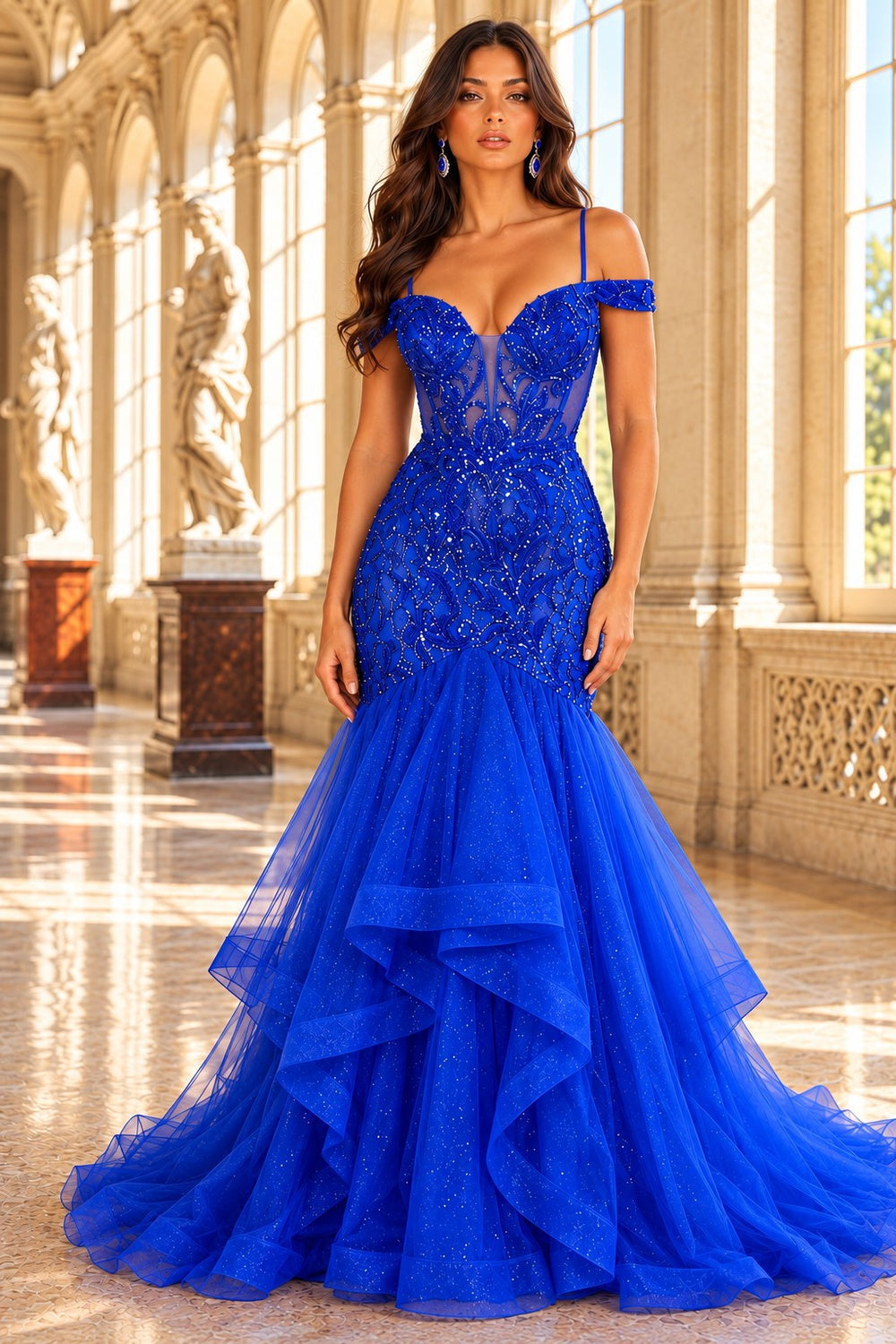 Cinderella Couture 8274J Layered Tulle Mermaid Prom Gown