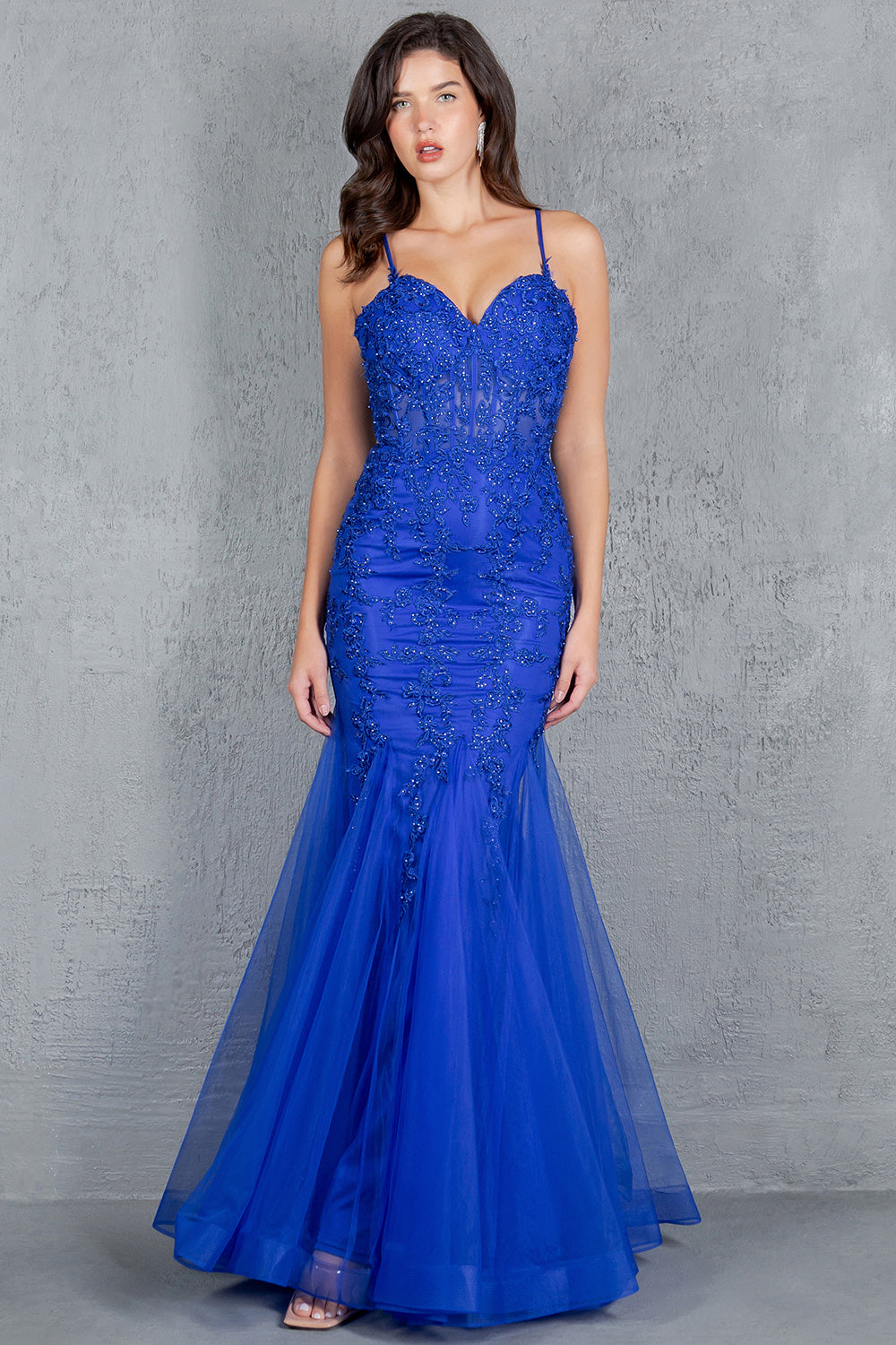Cinderella Couture 8175-J Lace and Tulle Mermaid Prom Gown