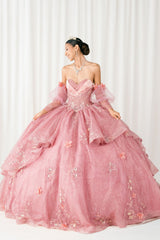 Cinderella Couture 8385J Glittered Tulle Quinceanera Gown With Train