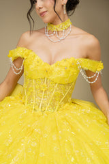 Cinderella Couture 8415JQ Quinceanera Gown In Layers Of Floral Tulle