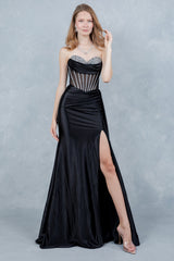 Cinderella Couture 8454J Satin Prom Gown With Corset Closure