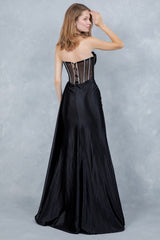 Cinderella Couture 8454J Satin Prom Gown With Corset Closure