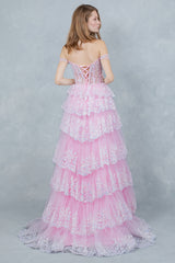 Cinderella Couture 8499J Layered Tulle And Lace Prom Gown