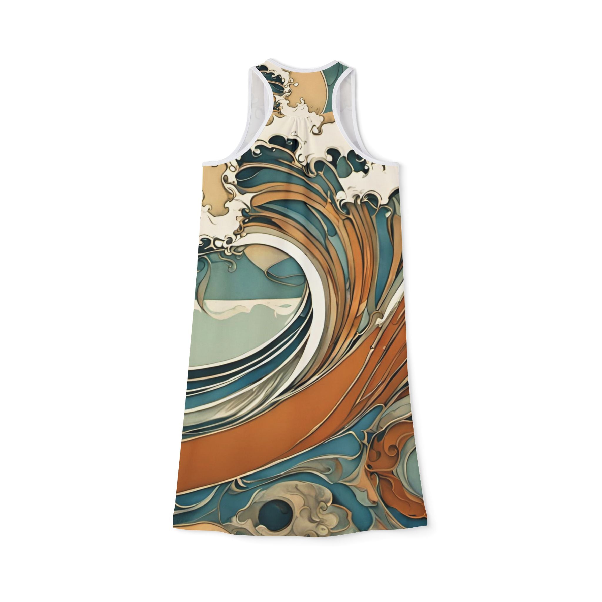 Ralee Fashion Ocean Wave Women's Racerback Dress - Summer Beachwear, Vacation Dress, Casual Outfit, Festival Style, Gift for Her