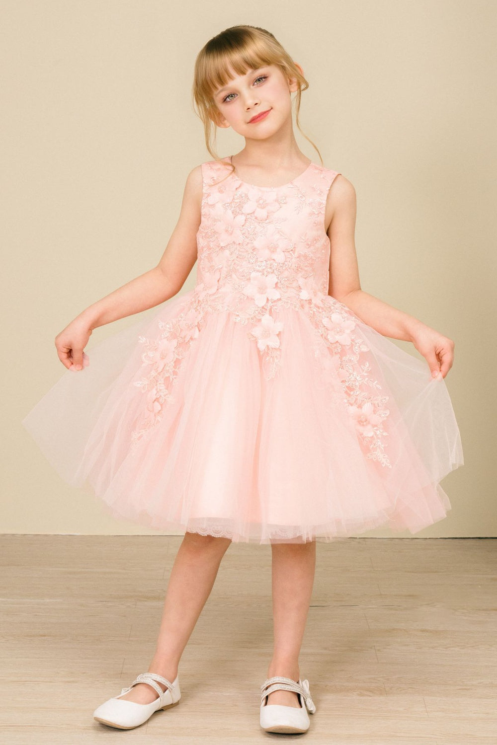 Cinderella Couture Kids 9040 Girls Tulle Party Dress With 3D Flower Design