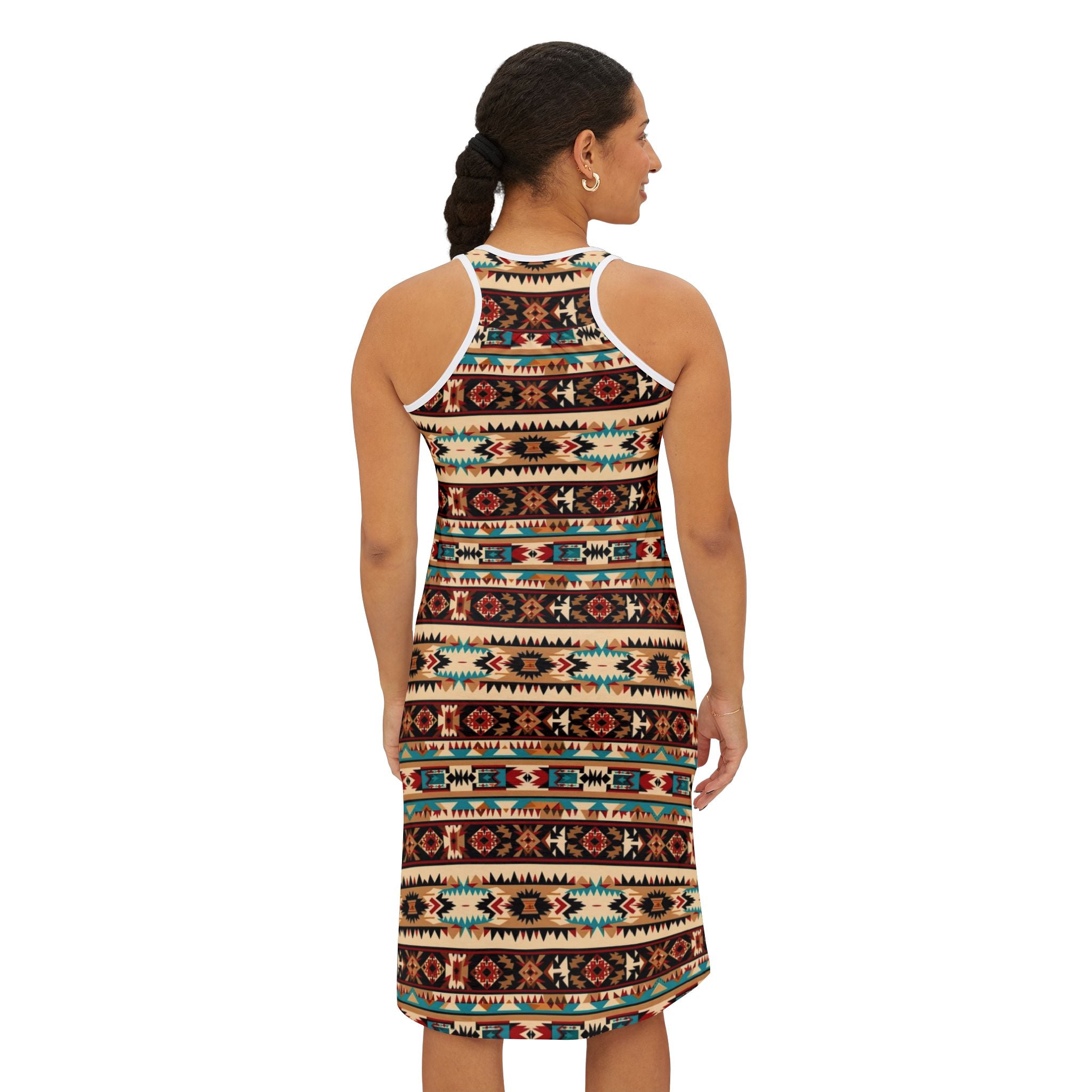 Ralee Fashion Aztec Boho Chic Women's Racerback Dress, Summer Fashion, Vacation Outfit, Casual Wear, Festival Dress, Bohemian Style
