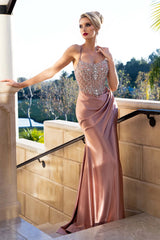 Lenovia 8479 Crystal Embellished Sateen Formal Prom Gown