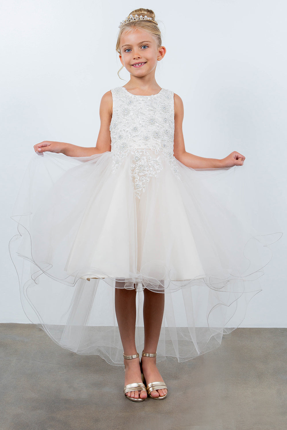 Cinderella Couture CCK-9086 Tulle High Low Flower Girl Dress