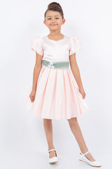 Cinderella Couture CCK-9159 Puff Sleeve Short Satin Flower Girl Dress