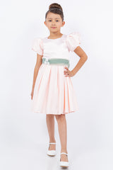 Cinderella Couture CCK-9159 Puff Sleeve Short Satin Flower Girl Dress