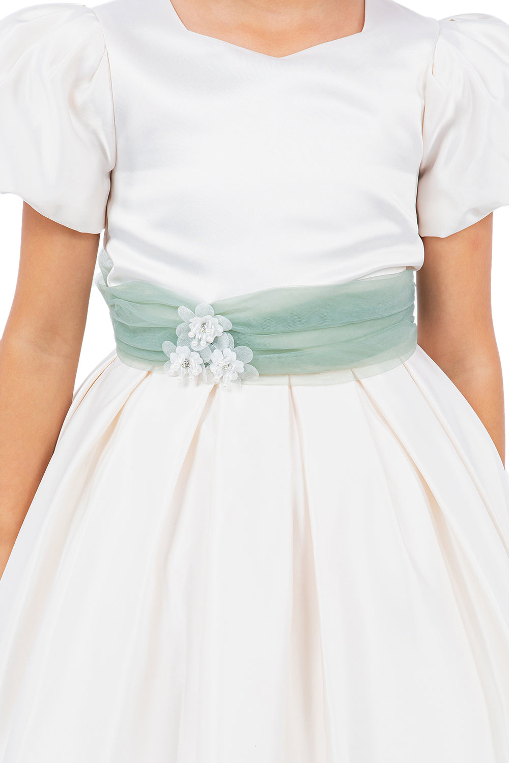 Cinderella Couture CCK-9159 Puff Sleeve Short Satin Flower Girl Dress