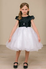 Cinderella Couture 9185 Short Satin And Tulle Flower Girl Dress With Bow Tie