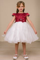 Cinderella Couture 9185 Short Satin And Tulle Flower Girl Dress With Bow Tie