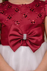 Cinderella Couture 9185 Short Satin And Tulle Flower Girl Dress With Bow Tie