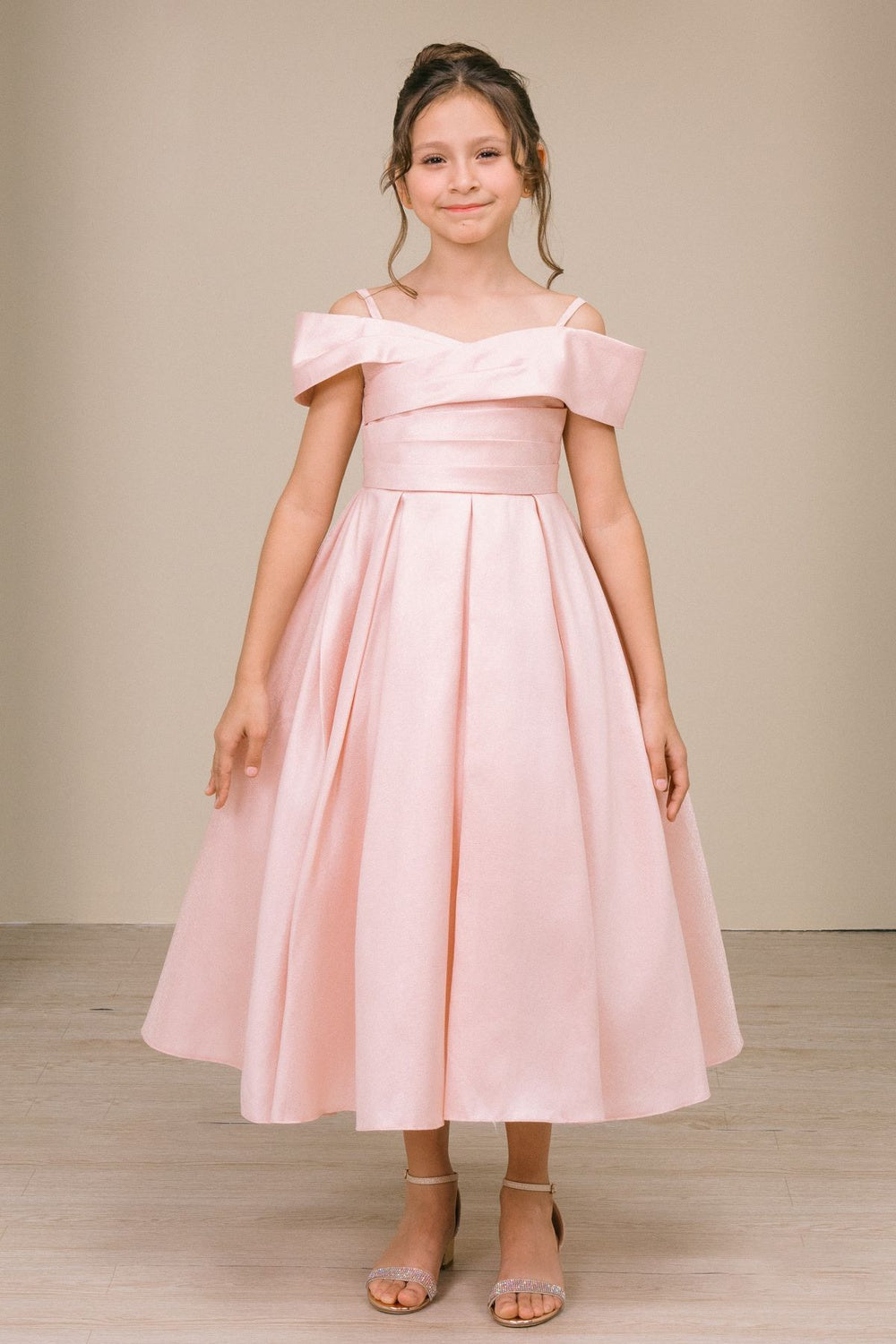 Cinderella Couture 9188 Tea Length Flower Girl Dress In Dupioni Silk