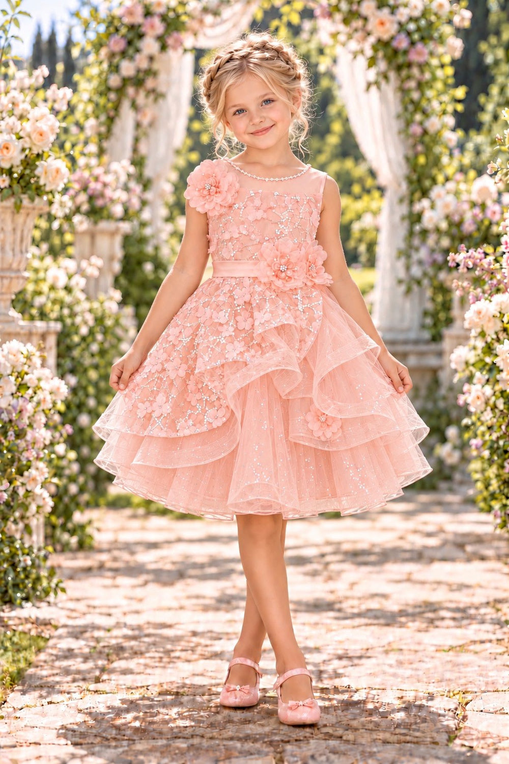 Cinderella Couture 9205 Short Layered Tulle Party Dress For Girls