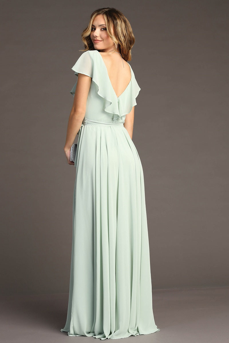 Chicas C-2403 Chiffon Bridesmaids Dress With Ruffle Sleeves