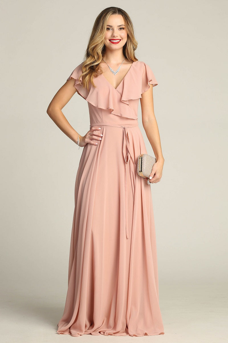 Chicas C-2403 Chiffon Bridesmaids Dress With Ruffle Sleeves