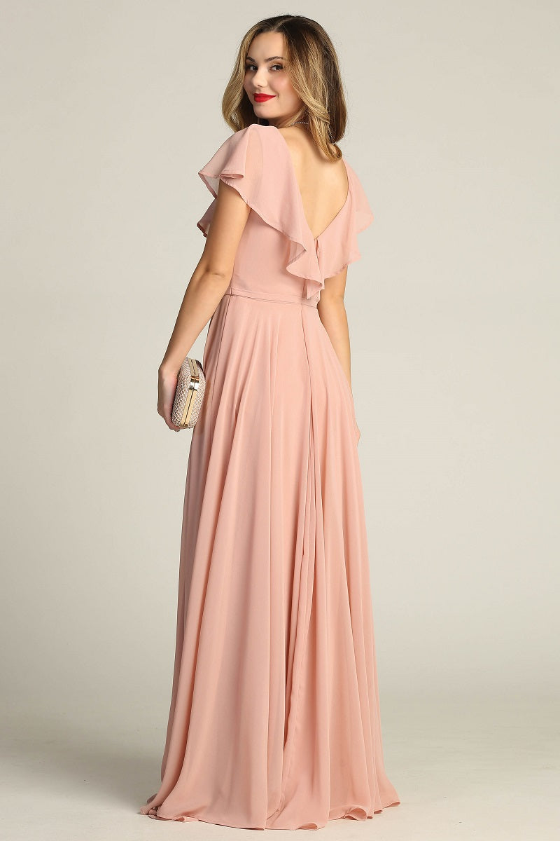 Chicas C-2403 Chiffon Bridesmaids Dress With Ruffle Sleeves