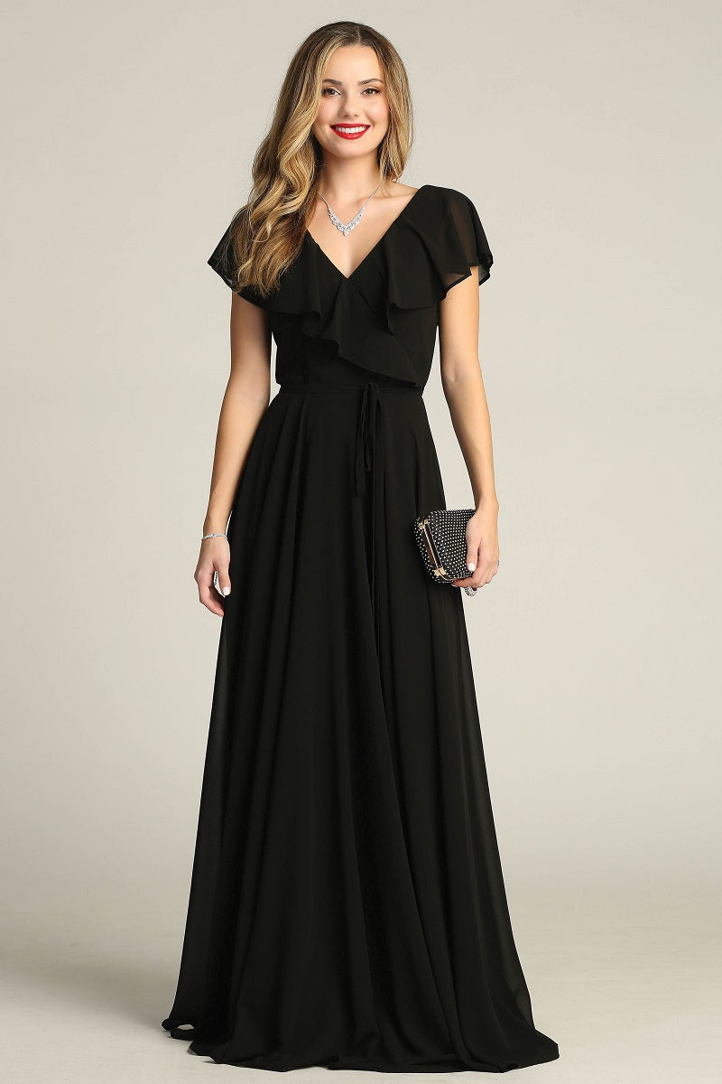 Chicas C-2403 Chiffon Bridesmaids Dress With Ruffle Sleeves