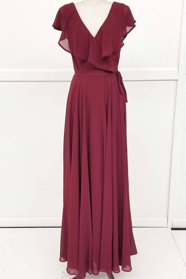 Chicas C-2403 Chiffon Bridesmaids Dress With Ruffle Sleeves