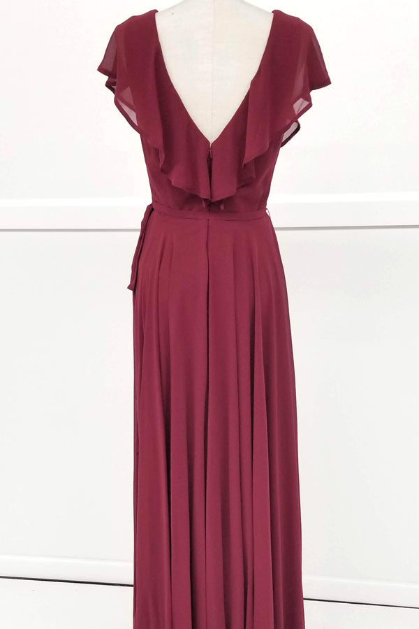 Chicas C-2403 Chiffon Bridesmaids Dress With Ruffle Sleeves