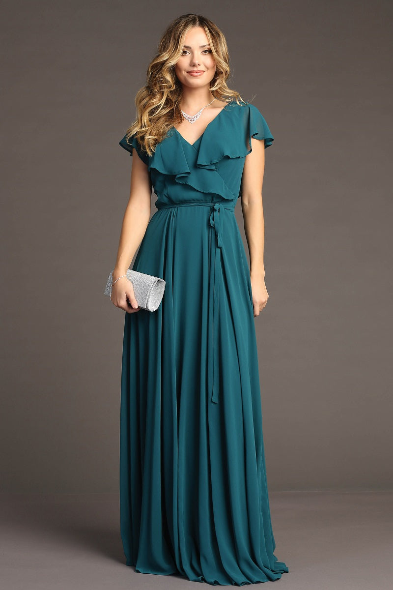 Chicas C-2403 Chiffon Bridesmaids Dress With Ruffle Sleeves