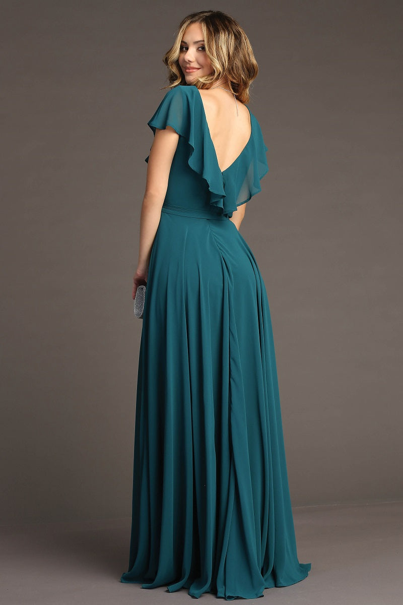 Chicas C-2403 Chiffon Bridesmaids Dress With Ruffle Sleeves