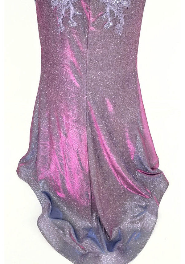 Chicas C-243 Embroidered Lace Sparkle Mermaid Prom Gown With Deep V Neck