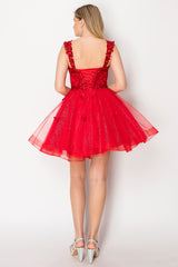 Chicas C-330 Short Hoco Prom Dress In Sparkle Tulle And Butterflies