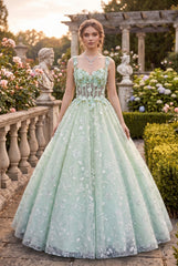 Chicas C370 Embroidered Formal Prom Gown With Corset Back