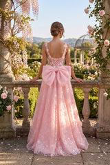 Chicas C370 Embroidered Formal Prom Gown With Corset Back