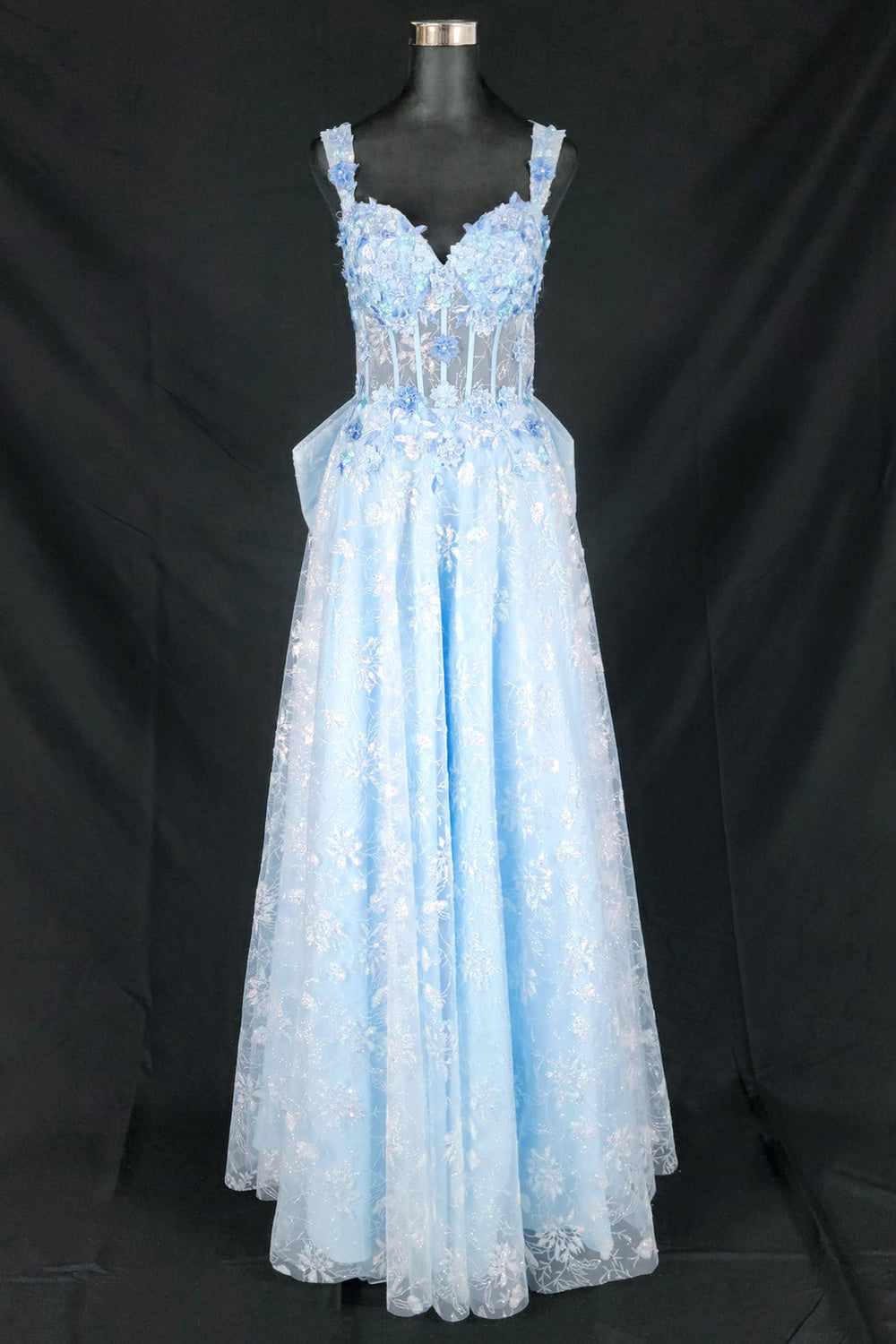 Chicas C370 Embroidered Formal Prom Gown With Corset Back