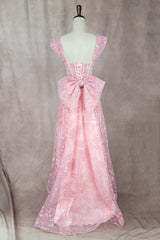 Chicas C391 Floral Embroidered Prom Gown With Corset & Brush Train