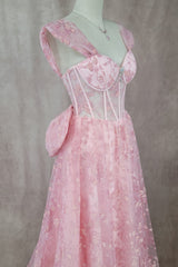 Chicas C391 Floral Embroidered Prom Gown With Corset & Brush Train
