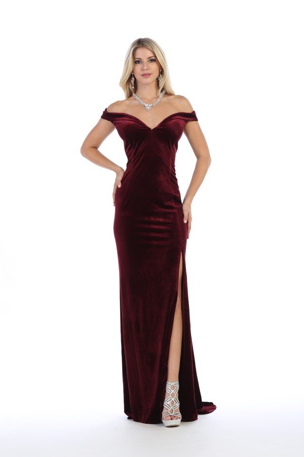 Chicas C-6532 Off The Shoulder Velvet Bridesmaids Gown