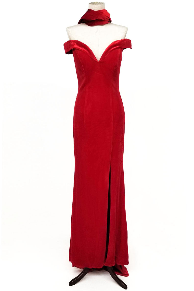 Chicas C-6532 Off The Shoulder Velvet Bridesmaids Gown