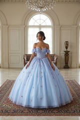 Chicas CHF3114 Embroidered Sparkle Tulle Quinceanera Gown With Corset